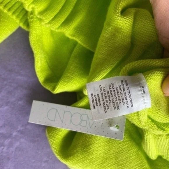 Abound V-Neck Knit Drop Shoulder Neon Elastic Waistband Hem Sweater NWT - Picture 6 of 7